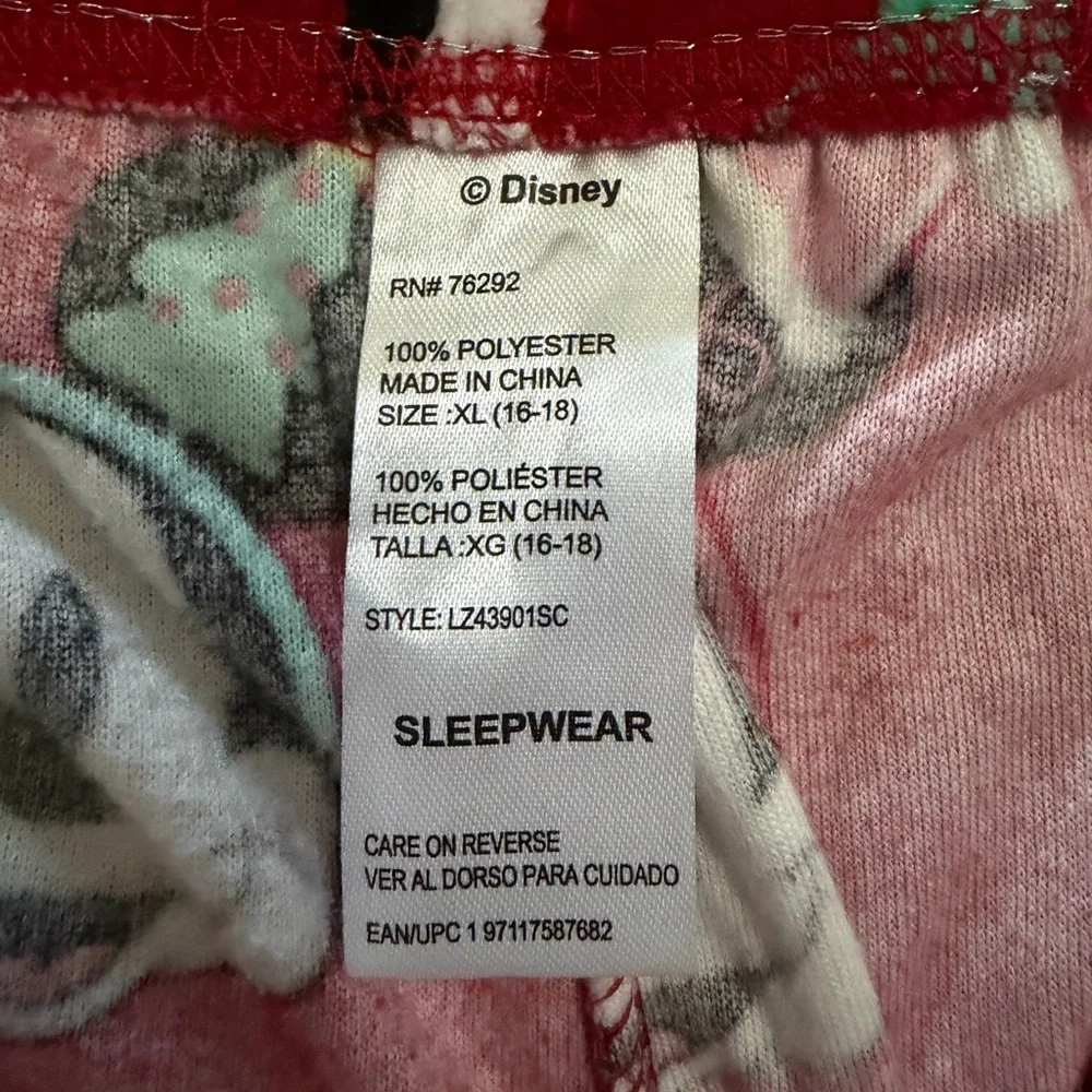 Disney Red Mickey Mouse Holiday Pajama Set with Green mistletoe. - Picture 2 of 3